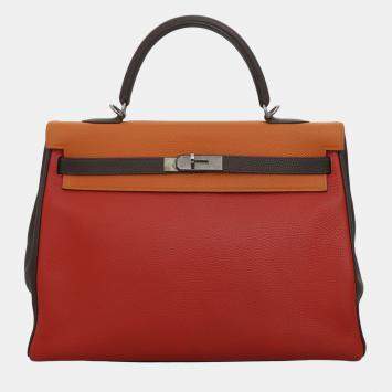 Pre Owned Hermes Kelly 35 Tricolor Retourne Bag