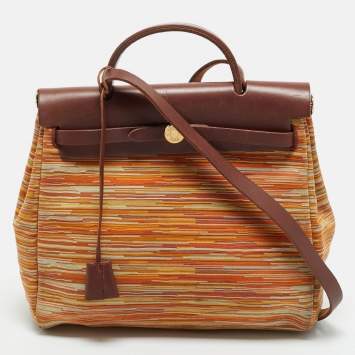 Pre Owned Hermes Multicolor Vibrator Leather and Vache Hunter Herbag Zip 31 Bag