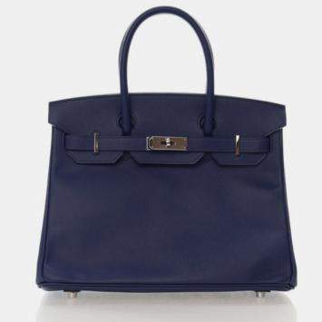 Pre Owned Hermes Birkin 30 Blue Saphir Epsom Bag 