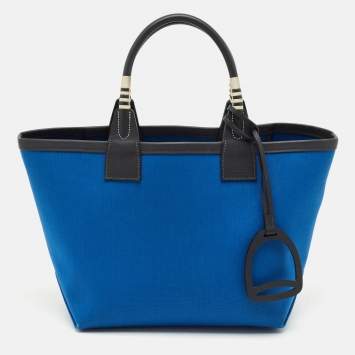 Pre Owned Hermes Bleu de France/Caban Militaire Canvas and Swift Leather Steeple 25 Bag