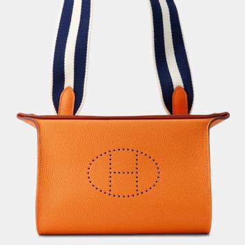 Pre Owned Hermes Videpoches Orange Togo Leather Shoulder Bag 
