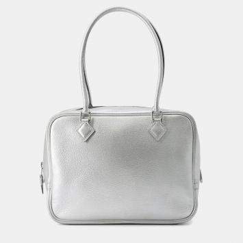 Pre Owned Hermes Plume Olympic Limited Size Mini Silver Chevre Myzore Goatskin Bag