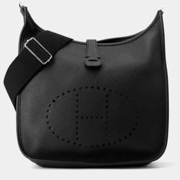 Pre Owned Hermes Evelyne3 Black Taurillon Clemence GM Tote