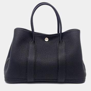 Pre Owned Hermes Black Leather Garden Party 30