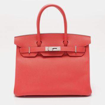 Pre Owned Hermes Birkin 30 Rouge Pivoine Epsom Leather Tote Bag