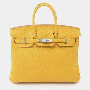 Pre Owned Hermes Birkin 25 Jaune Ambre Togo Leather Tote Bag