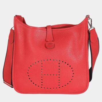 Pre Owned Hermes Rouge Casaque Clemence Evelyne PM PHW