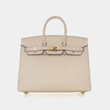 Pre Owned Hermes Sellier Birkin 25 Nata Epsom Bag