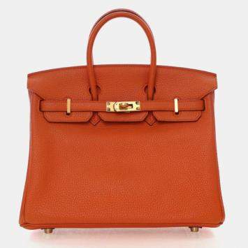 Pre Owned Hermes  Birkin 25 Orange Togo Bag