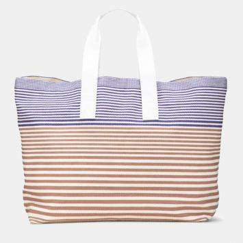 Pre Owned Hermes Sac De Plage New Cabayadere Tote Bag In Ivory  Brown  And Purple Canvas