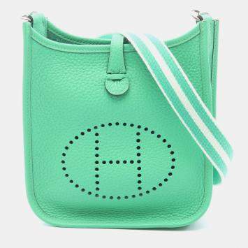 Pre Owned Hermes Evelyne 16 Vert Comic Clemence Leather Crossbody Bag