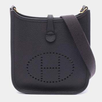 Pre Owned Hermes Evelyne Navy Caban Clemence Leather Shoulder Bag