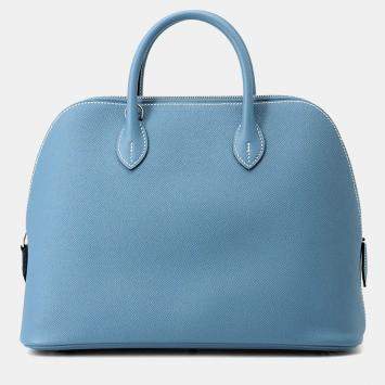 Pre Owned Hermes Bolide 1923 New Blue Jean Epsom Size 30