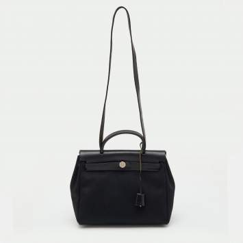 Pre Owned Hermès Black Canvas and Leather Herbag 31 Bag