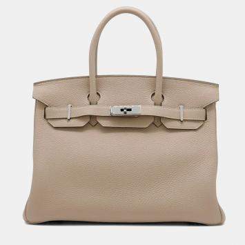 Pre Owned Hermes Birkin Size 30 Gris Tourterelle Togo Leather Bag 