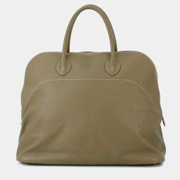 Pre Owned Hermes Bolide Relax Vert Gris Vaux Sikkim Leather Size 45