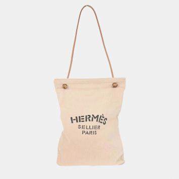 Pre Owned Hermes Beige Gold Toile Chevrons Aline GM Shoulder Bag