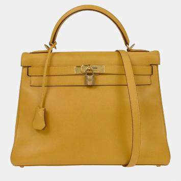 Pre Owned Hermes Jaune Courchevel Kelly 32 Retourne 2way Handbag