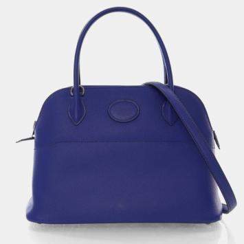 Pre Owned Hermes Bolide 27 Bleu Electric Epsom Handbag