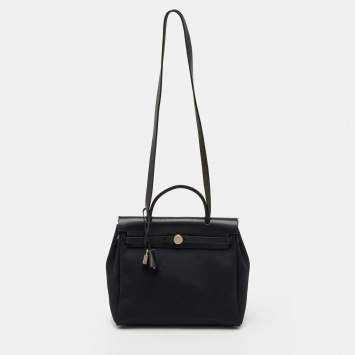 Pre Owned Hermes Black Toile Canvas and Vache Hunter 2in1 Herbag 31 Bag