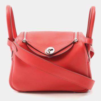 Pre Owned Hermes Lindy Mini Red Swift Leather Shoulder Bag