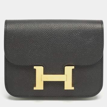 Pre Owned Hermès Black Epsom Leather Constance Slim Wallet