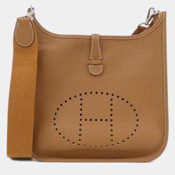 مملوكة مسبقًا حقيبة هيرميس إيفلين 3 بي إم ذهبية للكتف