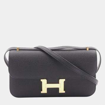 Pre Owned Hermes Constance Elan Black Epsom Leather Shoulder Bag