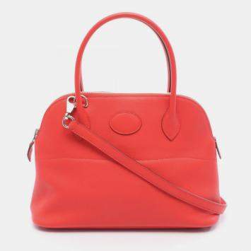 Pre Owned Hermes Bolide 27 Rouge Tomate Swift Leather Shoulder Bag