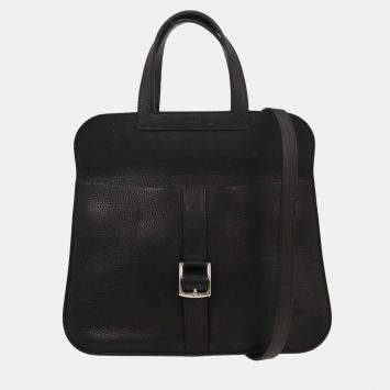 Pre Owned Hermes  Halzan 31 2way Black Taurillon Clemence Tote Bag