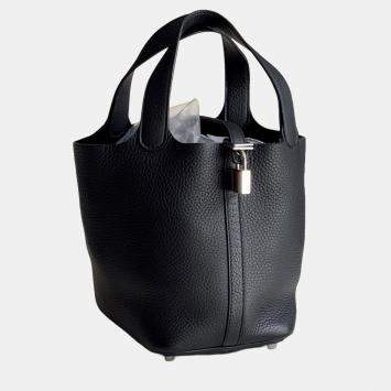 Pre Owned Hermes Picotin 18 Black Taurillon Clemence Leather with Palladium Hardware