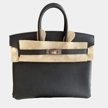 Pre Owned Hermes Birkin 25 Black Togo Leather Palladium Hardware