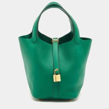Pre Owned Hermès Picotin 18 Vert Vertigo Taurillon Clemence Leather Bag