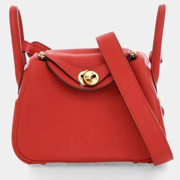 مملوكة مسبقًا Hermes Rouge De Coeur Clemence Mini Lindy 20