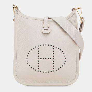 Pre Owned Hermes Evelyn Tpm Shoulder Bag Beton Gold Hardware Taurillon Clemence Leather