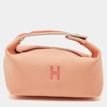 Pre Owned Hermes Bride-a-Brac Small Goyave Toile H Canvas Case