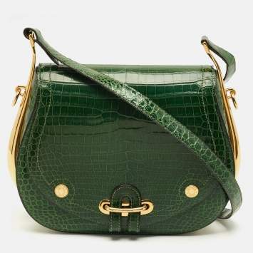 Pre Owned Hermes Passe Guide Cactus Crocodile Bag