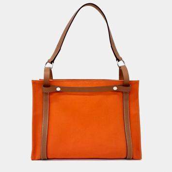 Pre Owned Hermes Orange Fabric Cavallicol Q