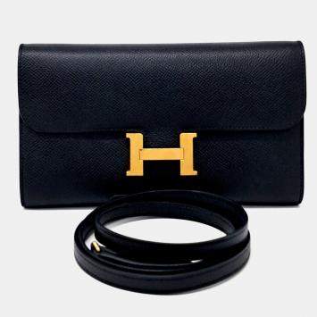 Pre Owned Hermes Black Leather Constance Long To Go