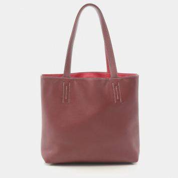 Pre Owned Hermes Double Sense 28 Bordeaux Sikkim Leather Tote Bag