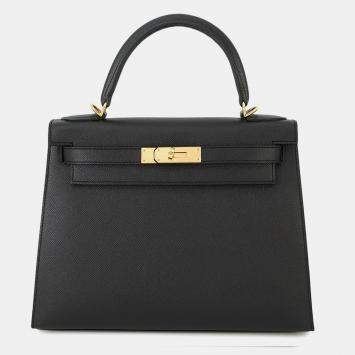 Pre Owned Hermes Kelly Sellier Black Epsom Size 28