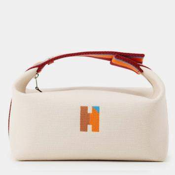 Pre Owned Hermes Bride A Black H Pavilion Natural/Multicolor Canvas PM