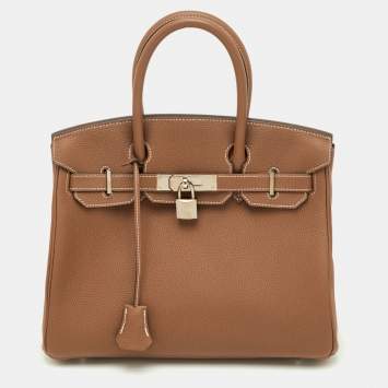 Pre Owned حقيبة هيرمس بيركين 30 جلد توغو ذهبي إكسسوار مطلي بلاديوم