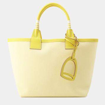 Pre Owned Hermes Steeple Lime Toile H Swift Leather Size 25