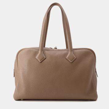 Pre Owned Hermes Victoria2 35 Etoupe Taurillon Clemence Bag 