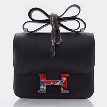 Pre Owned Hermes Noir Swift Marble Constance 24