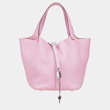 Pre Owned Hermes Picotin Lock 22 Pink Clemence Bag