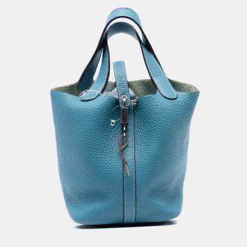 Pre Owned Hermes Blue Jean Clemence Picotin Lock 18