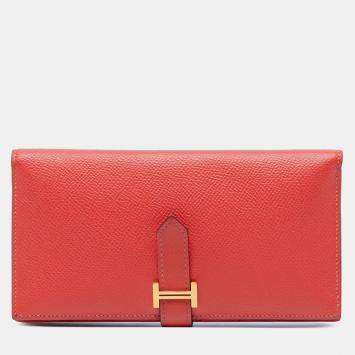 Pre Owned Hermes Red Epsom Bearn Wallet