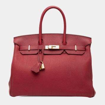 Pre Owned Hermes Rouge Casaque Togo Birkin Retourne 35